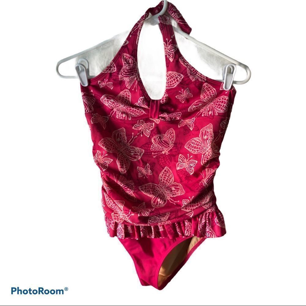 Lands End Girls Ruffled One Pc 16‎